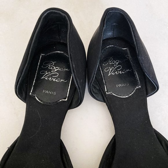 Roger Vivier D'Orsay ballet flats (black w/ silver buckles & crystals) size 5 - Picture 4 of 12
